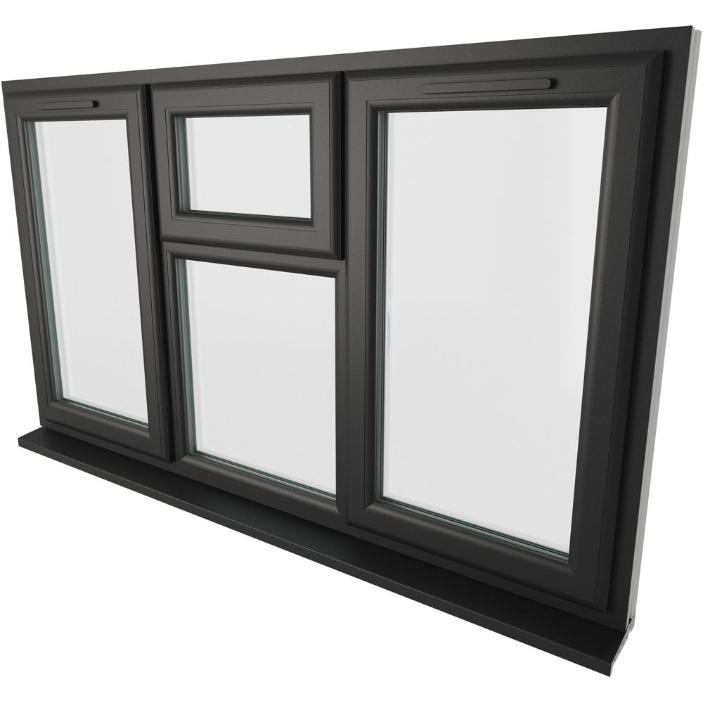 Crystal Black and White LH and RH Side Hung and Top Centre Clear Triple Glazed Window 1770 x 965mm Image 4