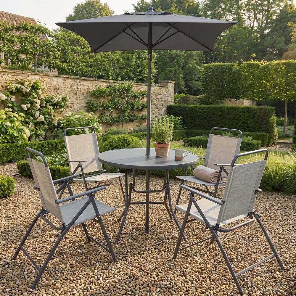 Malay Outdoor Essentials Safina 4 Seater Foldable Patio Dining Set Sage Image 4