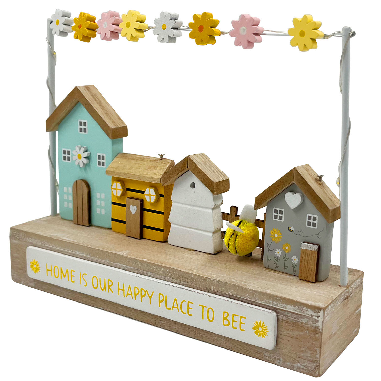 Happy Home LED Floral Bee Plaque - Multicolour Image 2
