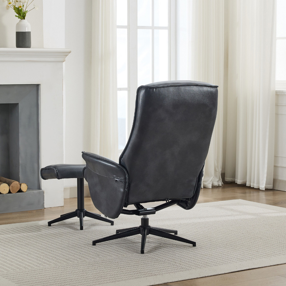 Sutton Ocean Blue Swivel High Back Chair with Footstool Image 6