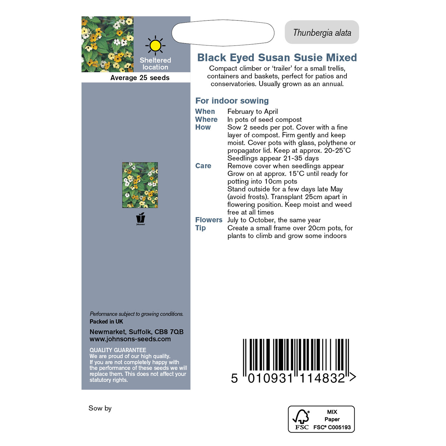 Johnsons Black Eyed Susan Susie Mixed Flower Seeds Image 3