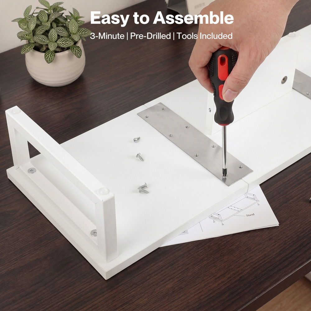 Levede White Dual Monitor Stand Riser 90cm Image 6