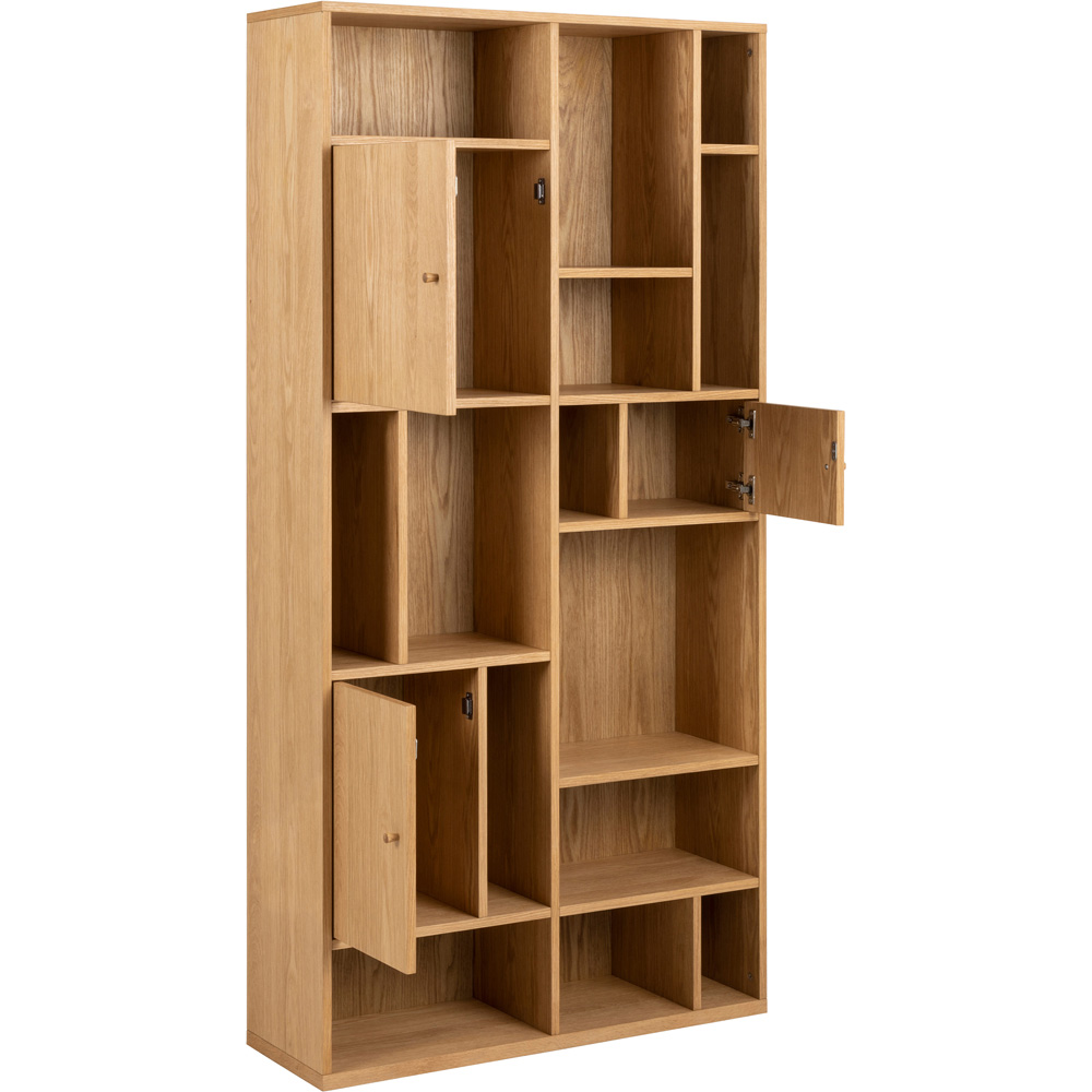 Furniture To Go Rangoon Oak 3 Door 14 Shelf Large Bookcase Image 4