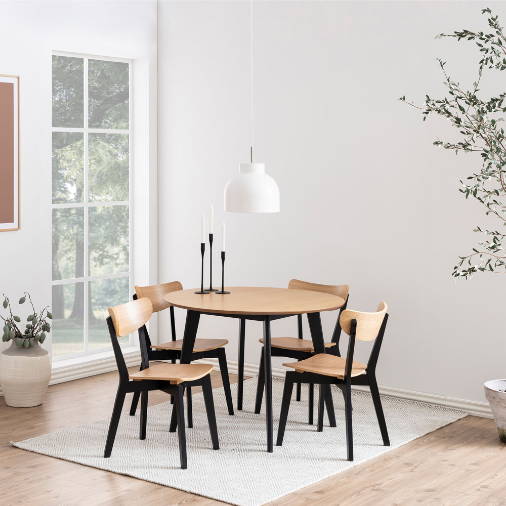 Furniture To Go Roxby Oak and Black 4 Seater Round Dining Table Image 3