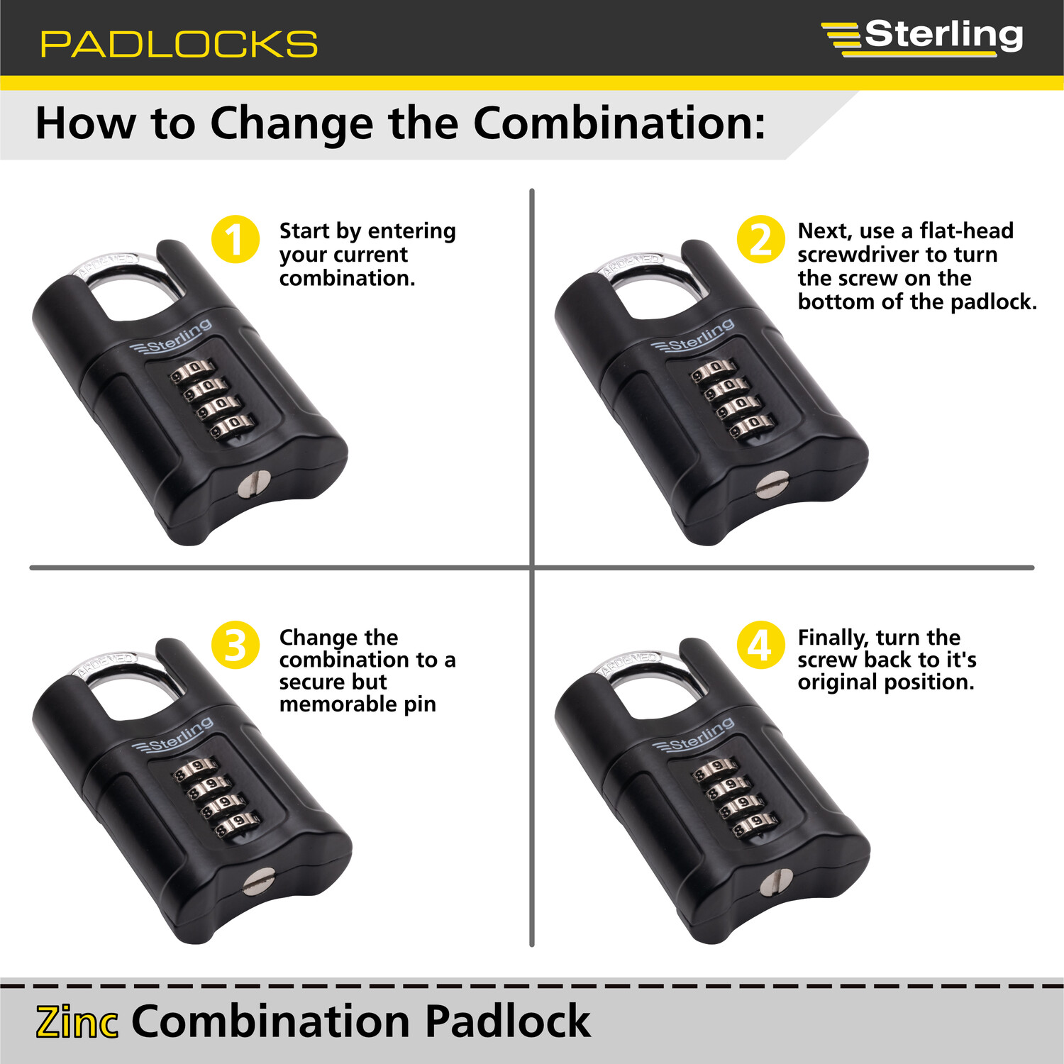 Closed Shackle Combination Padlock 55mm Black Image 4