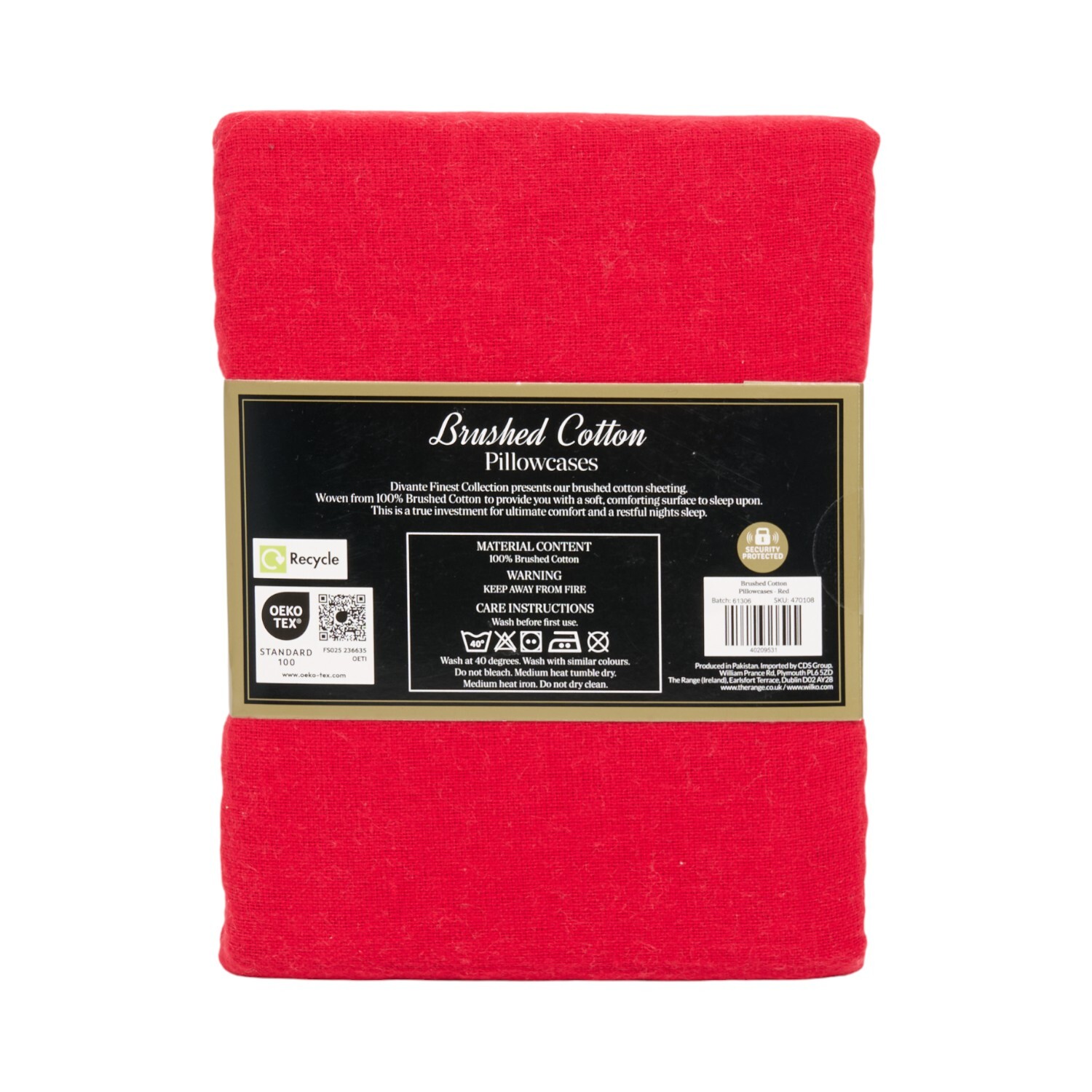 Pack of 2 Brushed Cotton Pillowcases Red Image 3