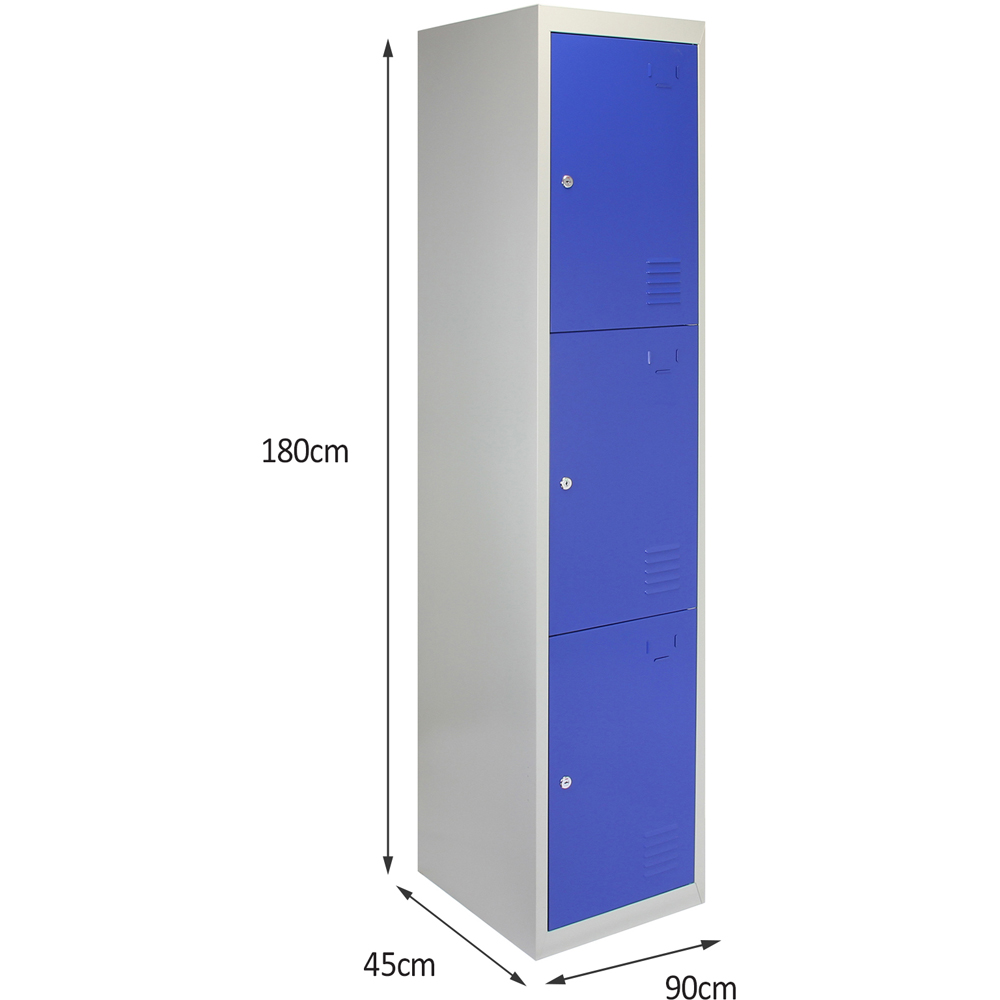 Monstershop 3 Door Blue Metal Storage Locker 3 Pack Image 6