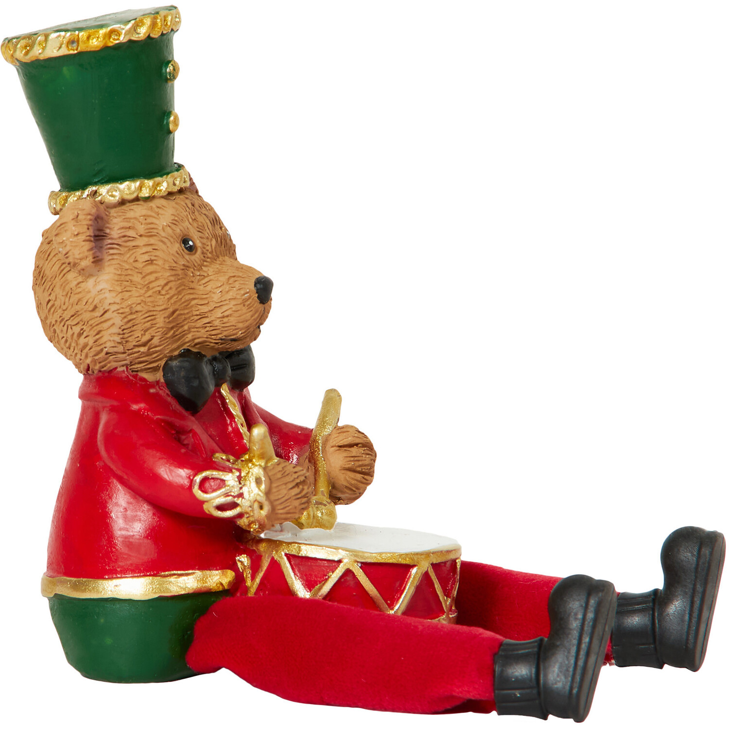 Traditional Sitting Trumpet or Drum Bear Decoration - Brown Image 4
