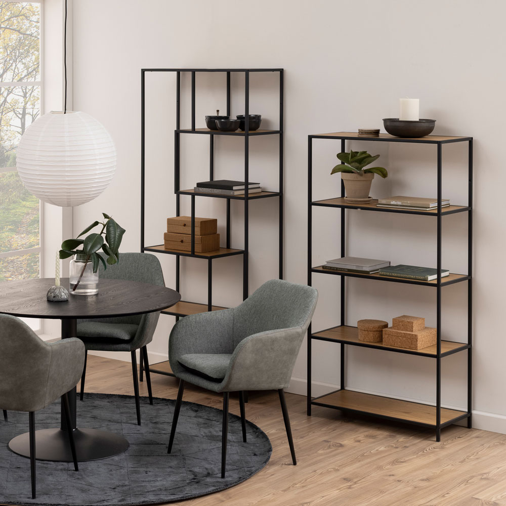 Furniture To Go Seaford Black and Oak 4 Shelf Tall Bookcase Image 5