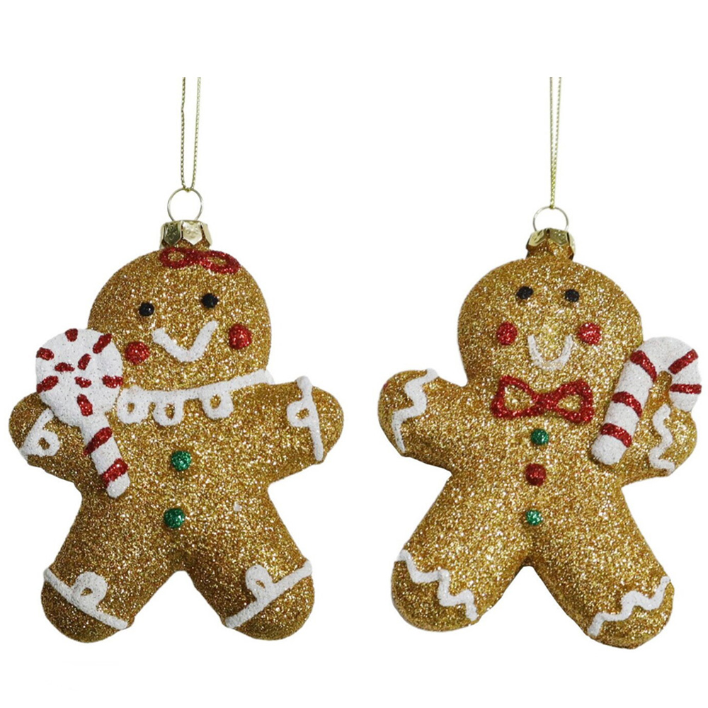 Glitter Gingerbread Hanging Decoration - Gold Image