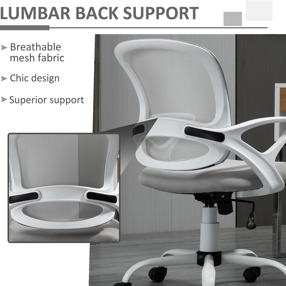 Portland Grey Mesh and Linen Swivel Office Desk Chair Image 5