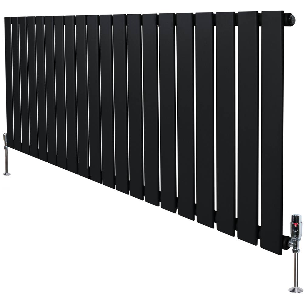 MonsterShop Flat Black Single Column Radiator and Valves 600 x 1400mm Image 3