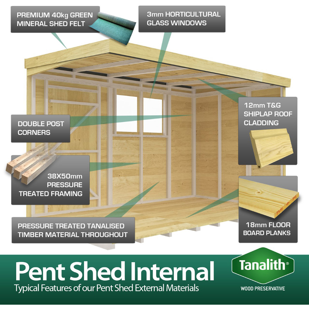 DIY Sheds 14 x 8ft Tongue and Groove Timber Pent Garden Shed Image 5