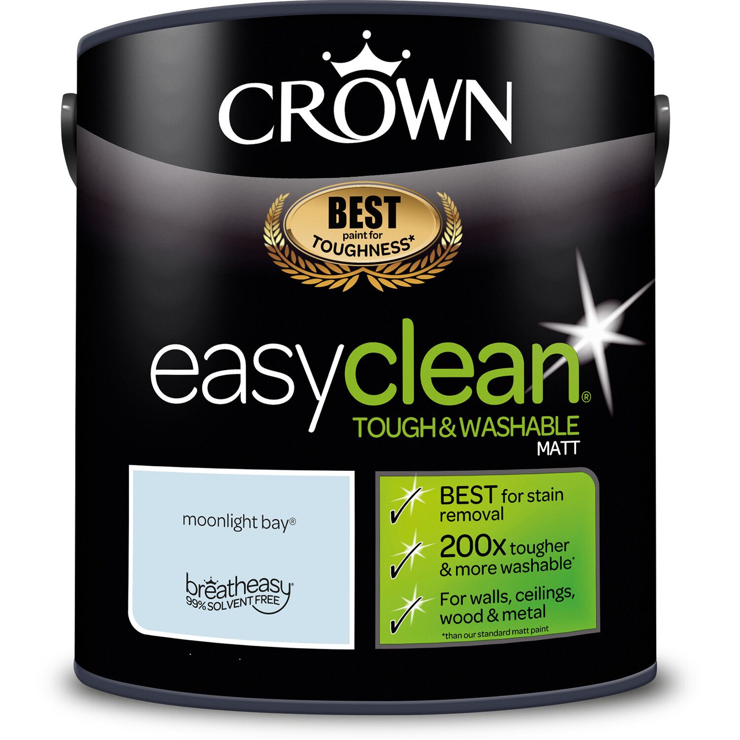 Crown Easyclean Moonlight Bay Matt Emulsion Multisurface Paint 2.5L Image 2