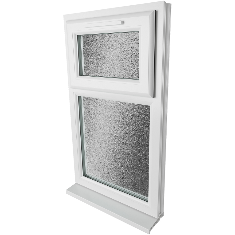 Crystal Top Hung Over Fixed Light White Obscure Glass uPVC Triple Glazed Window 965 x 1190mm Image 9