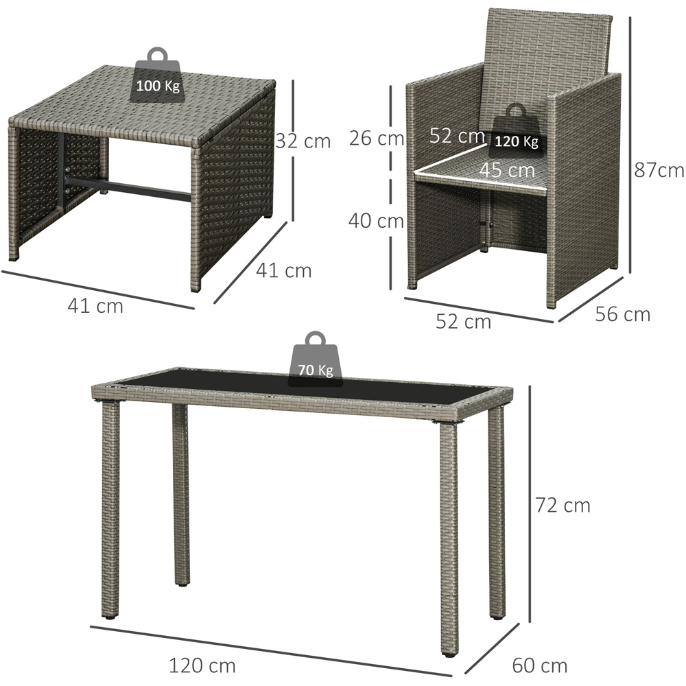 Outsunny 4 Seater Rattan Garden Dining Set Grey Image 7