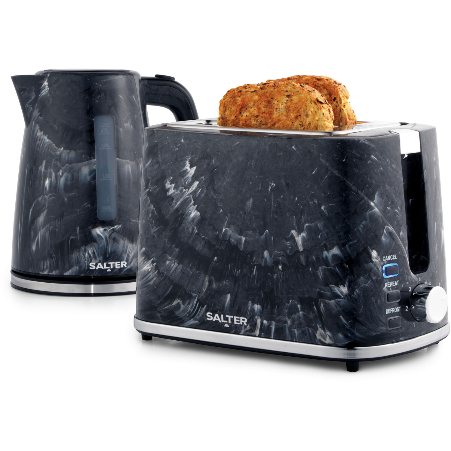 Salter Marble 2 Slice Toaster - Black Image 7