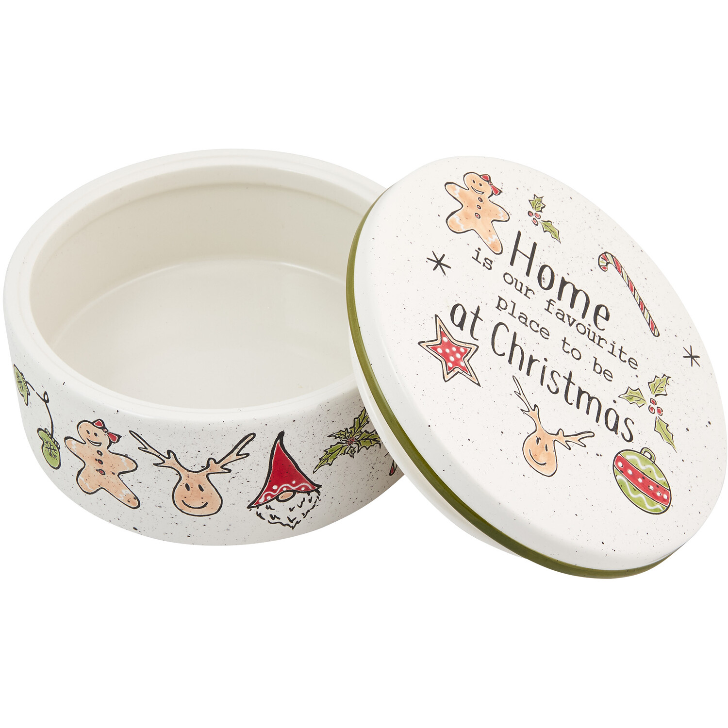Festive Stone Christmas Cake Tin - White Image 3