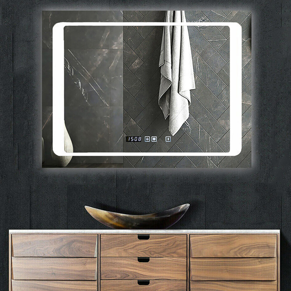 Ener-J Rectangle LED Bathroom Mirror with Bluetooth Speaker Anti-Fog Touch Control and CCT 80 x 60cm Image 2
