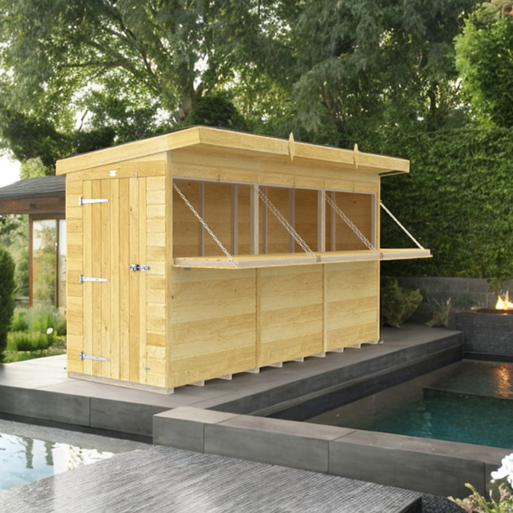DIY Sheds 12 x 4ft Single Door Pressure Treated Tongue and Groove Timber Outdoor Bar Shed Image 5