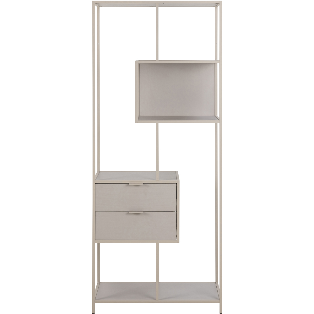 Florence Seaford 2 Drawer 4 Shelf Tall Grey Metal Bookcase Image 2
