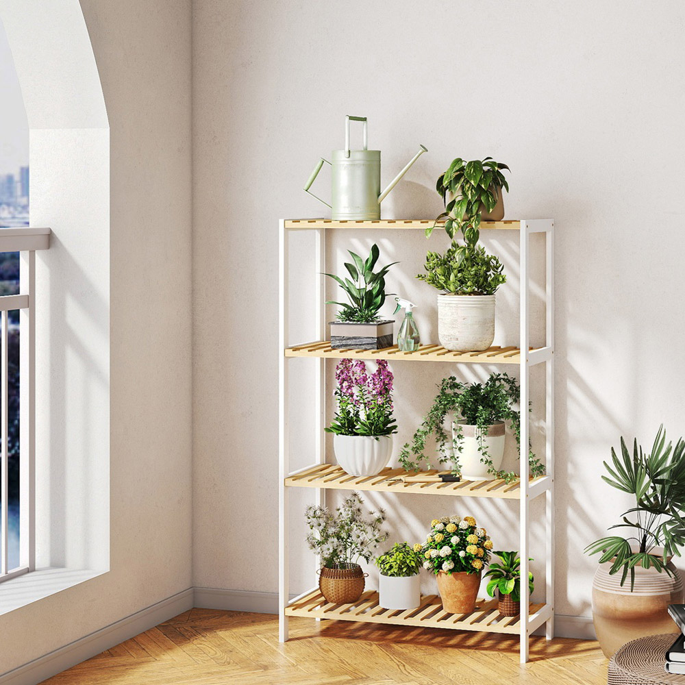 Levede 4-Tier Bamboo and Steel Shoe Rack Stand Image 3