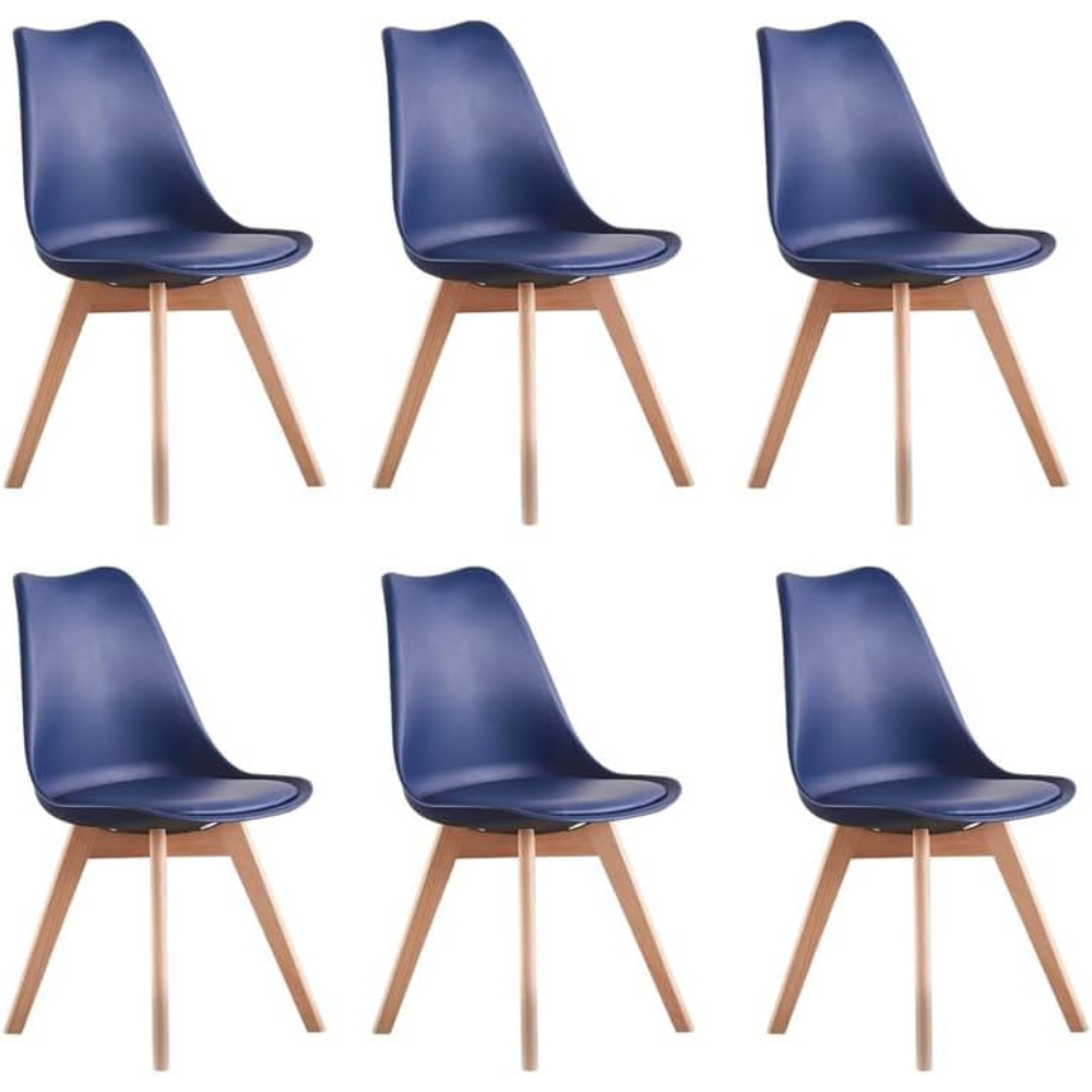 Life Interiors Lorenzo Royal Blue Faux Leather Plastic Dining Chairs Set of 6 Image 5