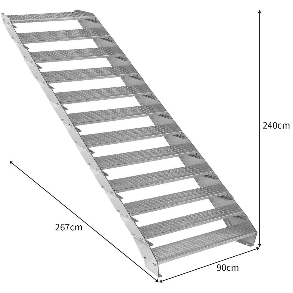 Monstershop 12 Section Adjustable Wide Galvanised Staircase 900mm Image 5