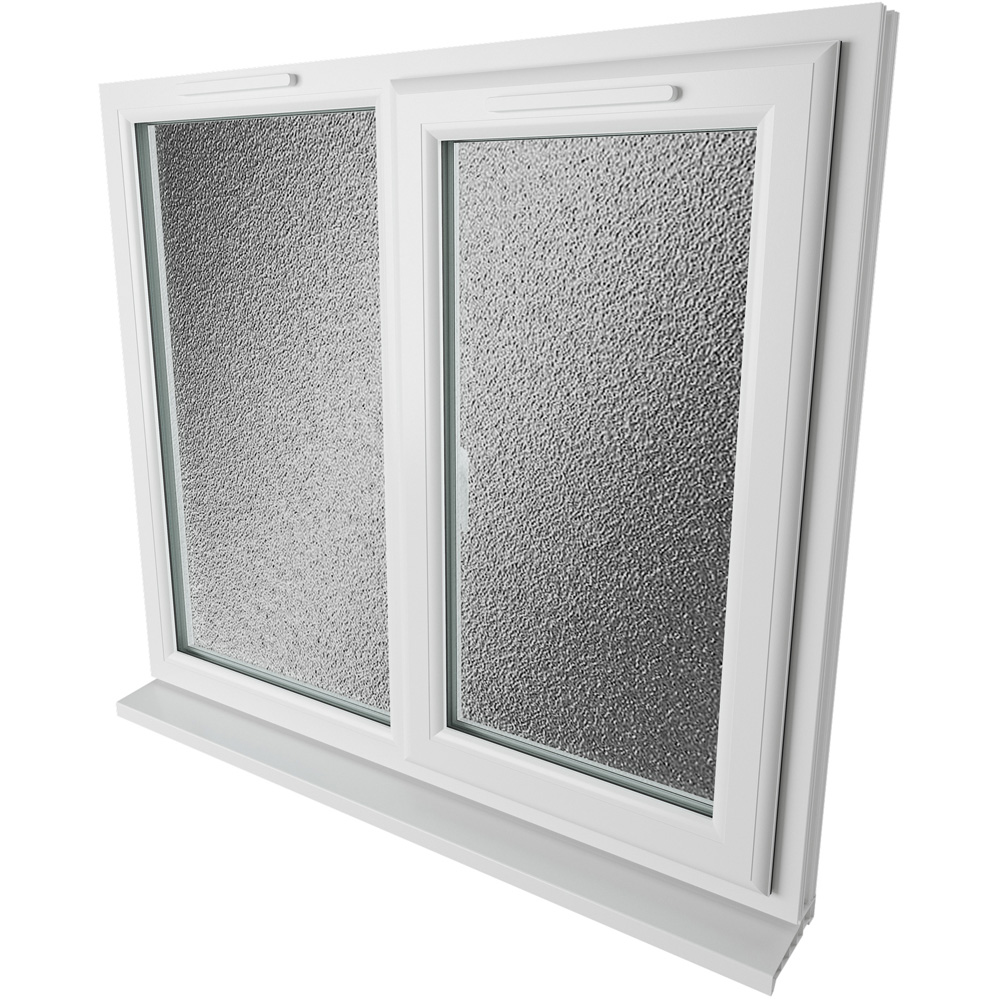 Crystal RH Side Hung Next to a Fixed White Obscure Glass uPVC Double Glazed Window 1190 x 1040mm Image 9