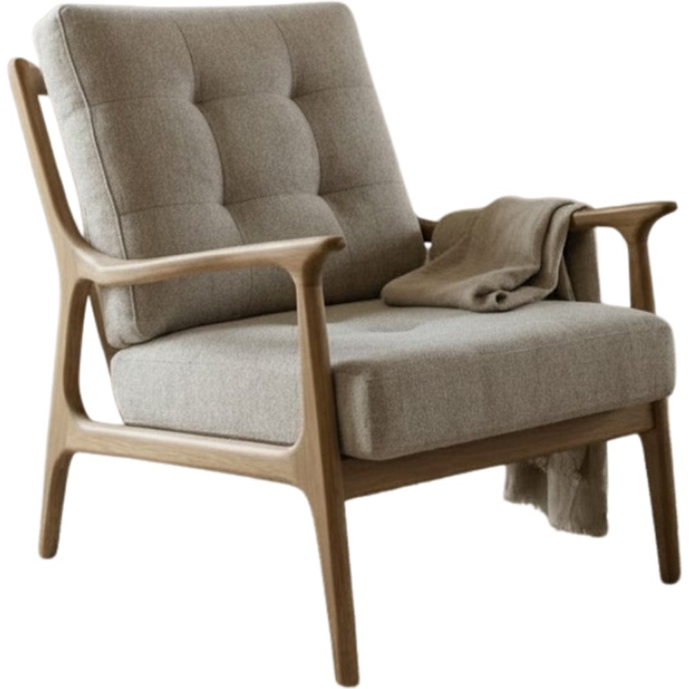 Renmore Cream and Dark Natural Upholstered Lounge Chair Image 2