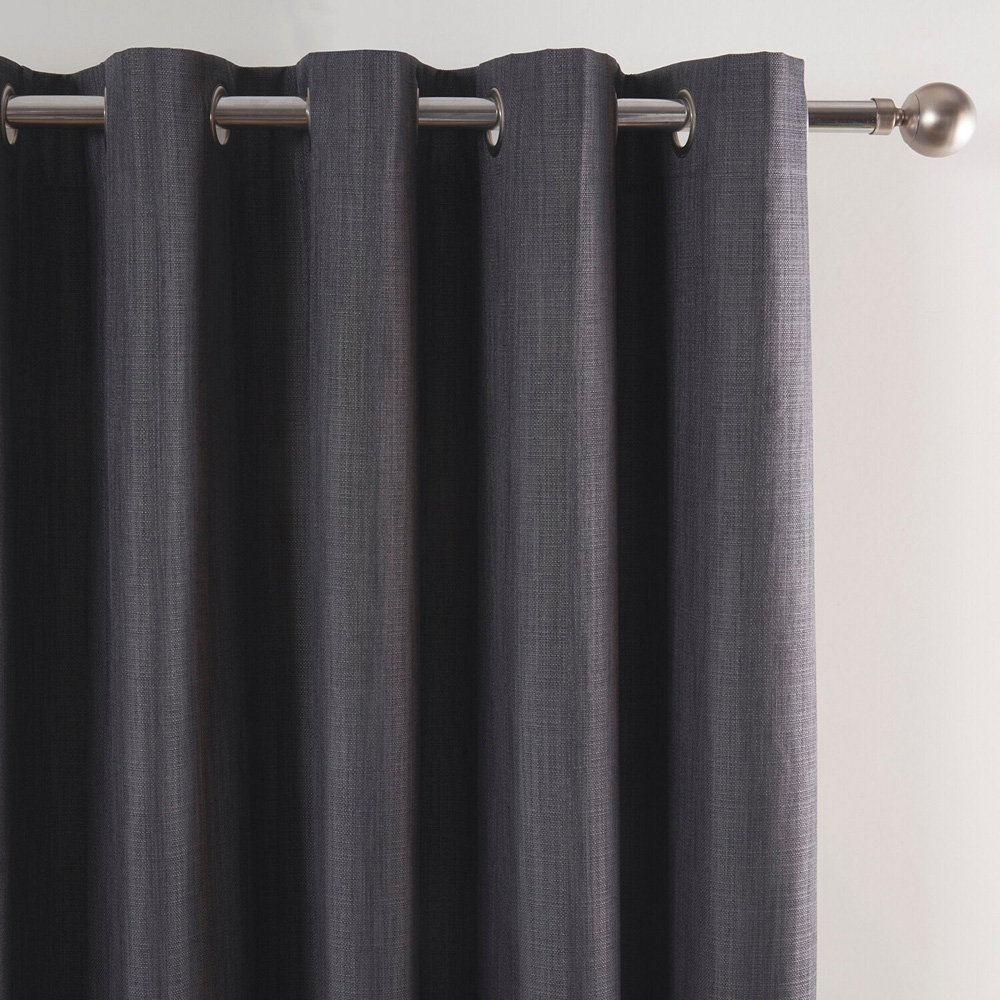 Divante Hoxton Charcoal Blackout Eyelet Curtain 168 x 137cm Image 2