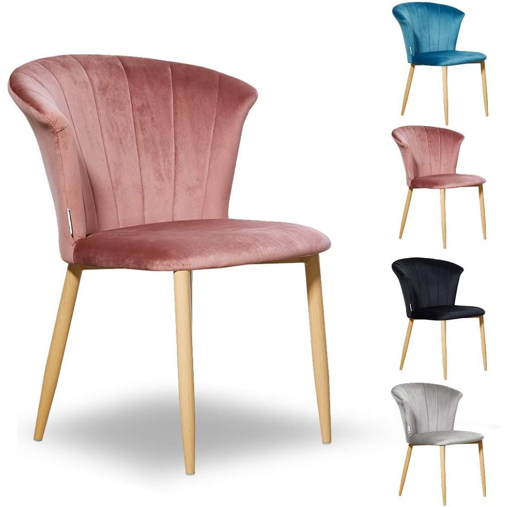 Life Interiors Elsa Pink Velvet Upholstered Dining Chair Set of 4 Image 5