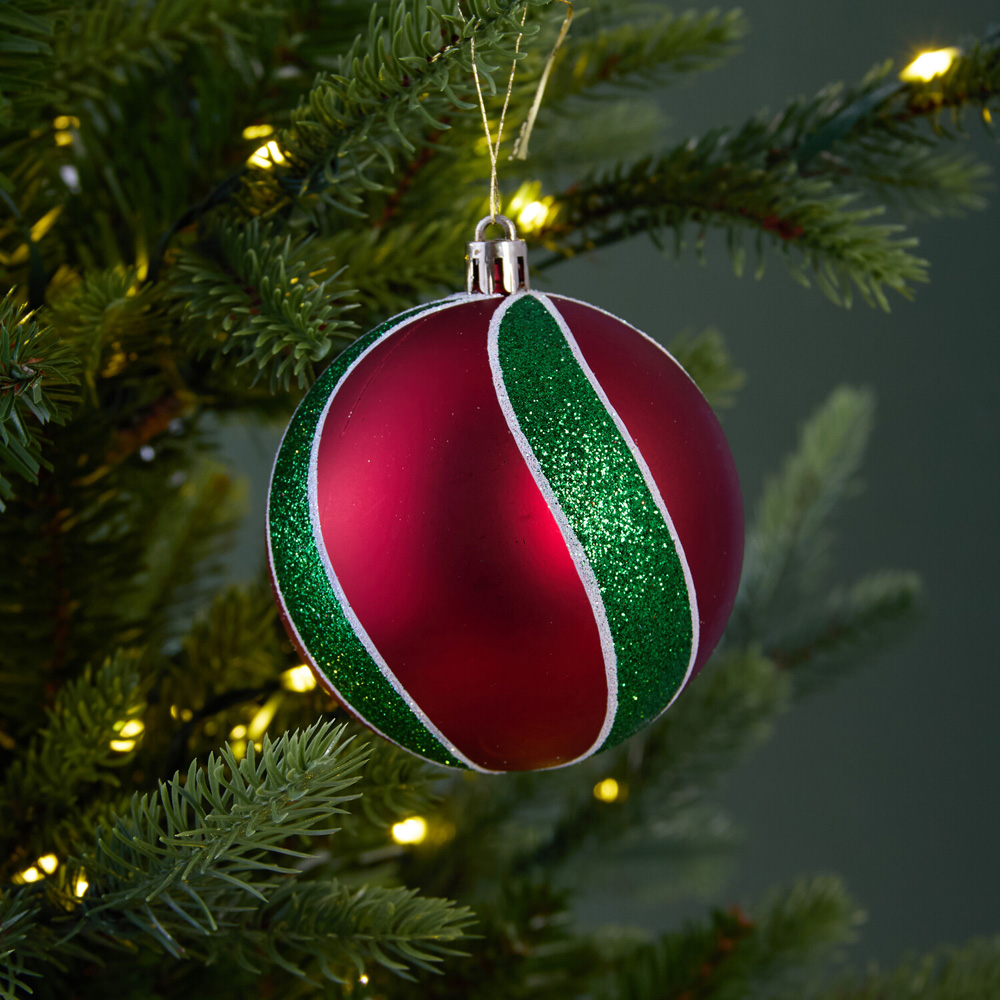 Pack of 12 Novelty Grumble BaublesGreen and Red Image 2