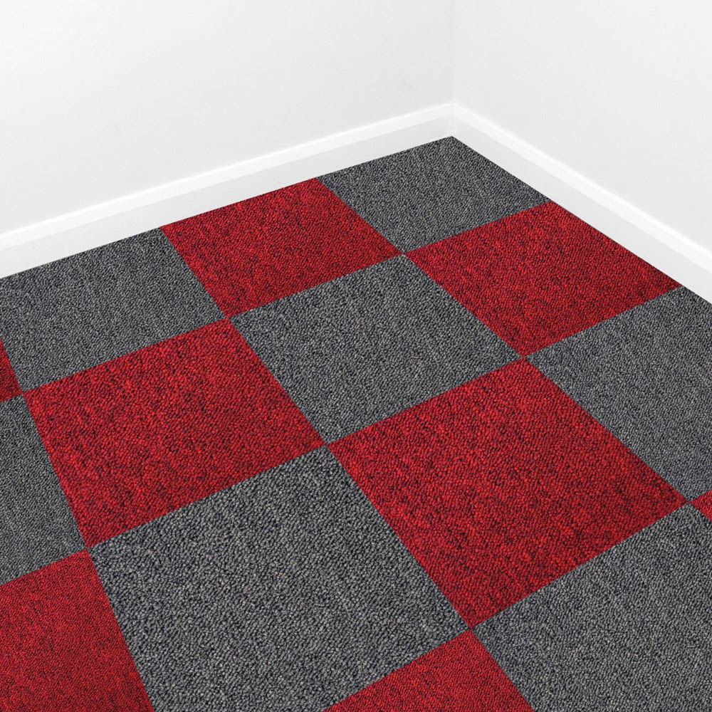 MonsterShop Scarlet Red and Charcoal Black Carpet Tile 40 Pack Image 4
