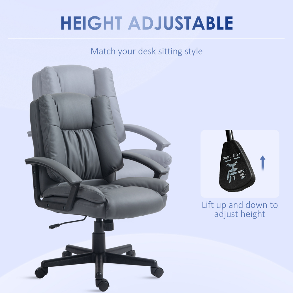 Portland Grey Faux Leather Swivel Office Chair Image 4