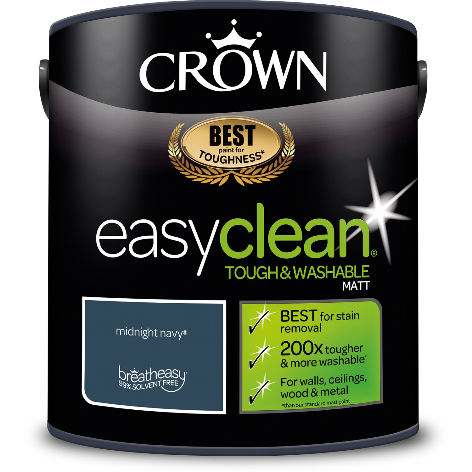 Crown Easyclean Midnight Navy Matt Emulsion Multisurface Paint 2.5L Image 3