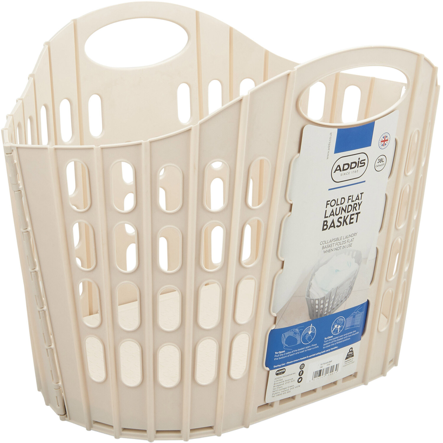 Addis Cream Fold Flat Laundry Basket 38L Image 2