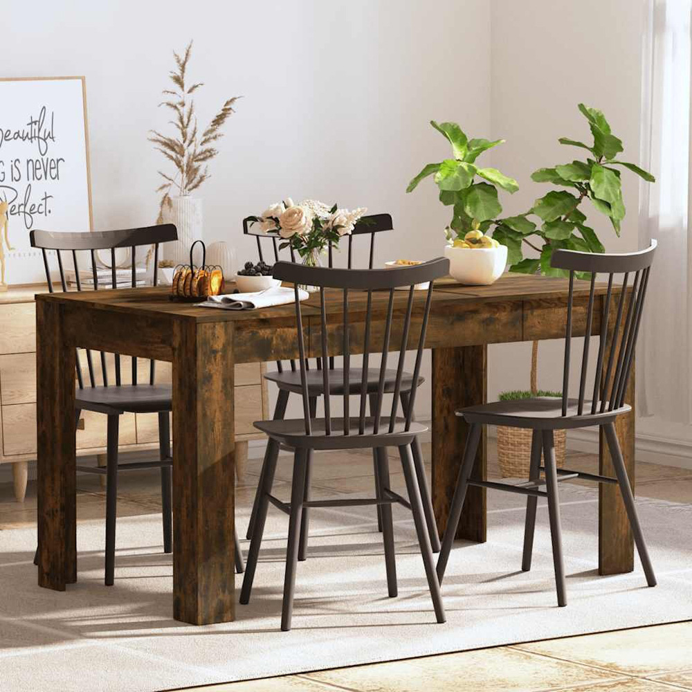 Walplus 6 Seater Dining Table Smoked Oak Image 4