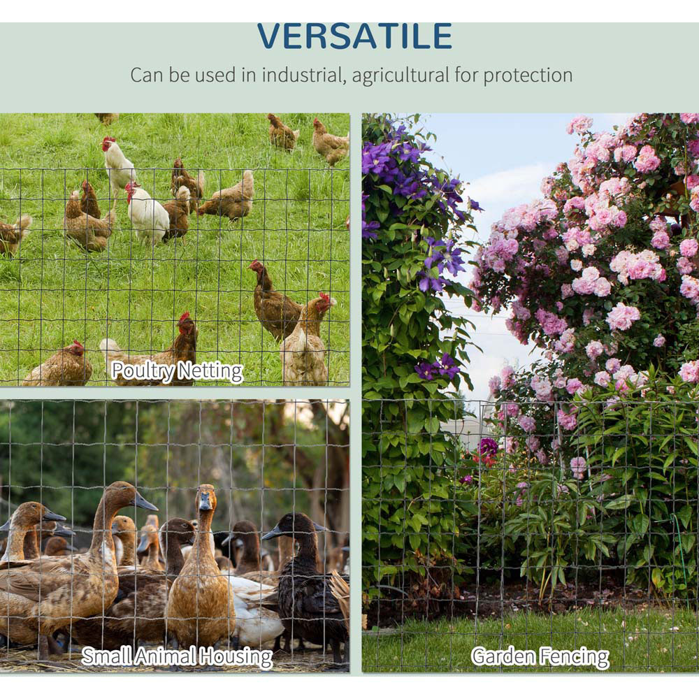 PawHut 1Mx10M Chicken Wire Mesh Rabbit Poultry Animal Fence PVC Coated Netting Image 5