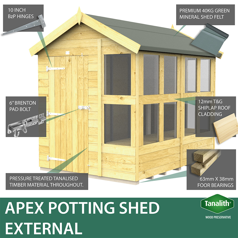 DIY Sheds 6 x 12ft Tongue and Groove Timber Apex Potting Shed Image 6