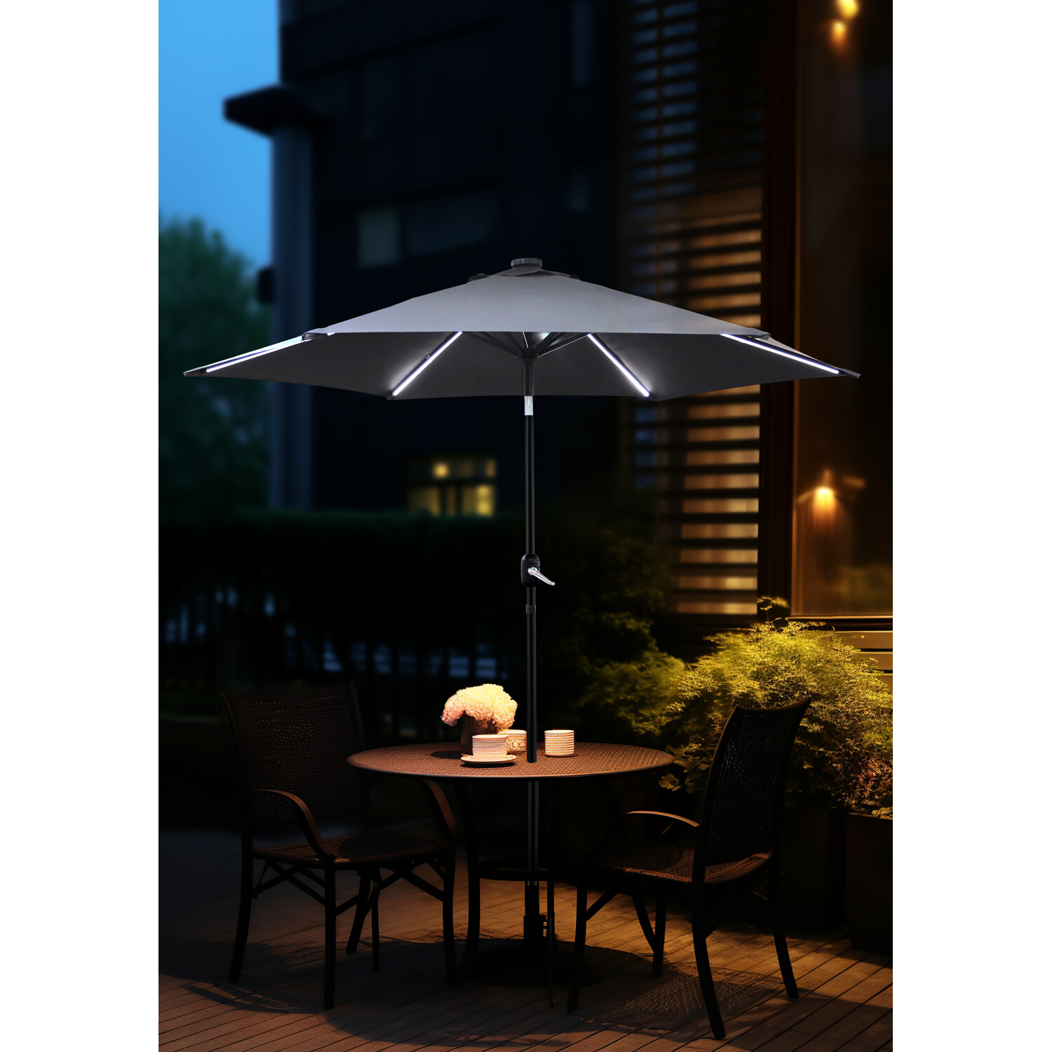 Outdoor Essentials Grey Removable LED Parasol 2.7m Image 5