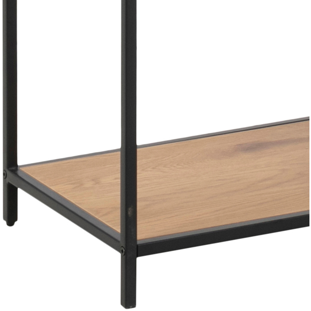 Furniture To Go Seaford Oak and Black 5 Shelf Metal Large Asymmetrical Bookcase Image 8
