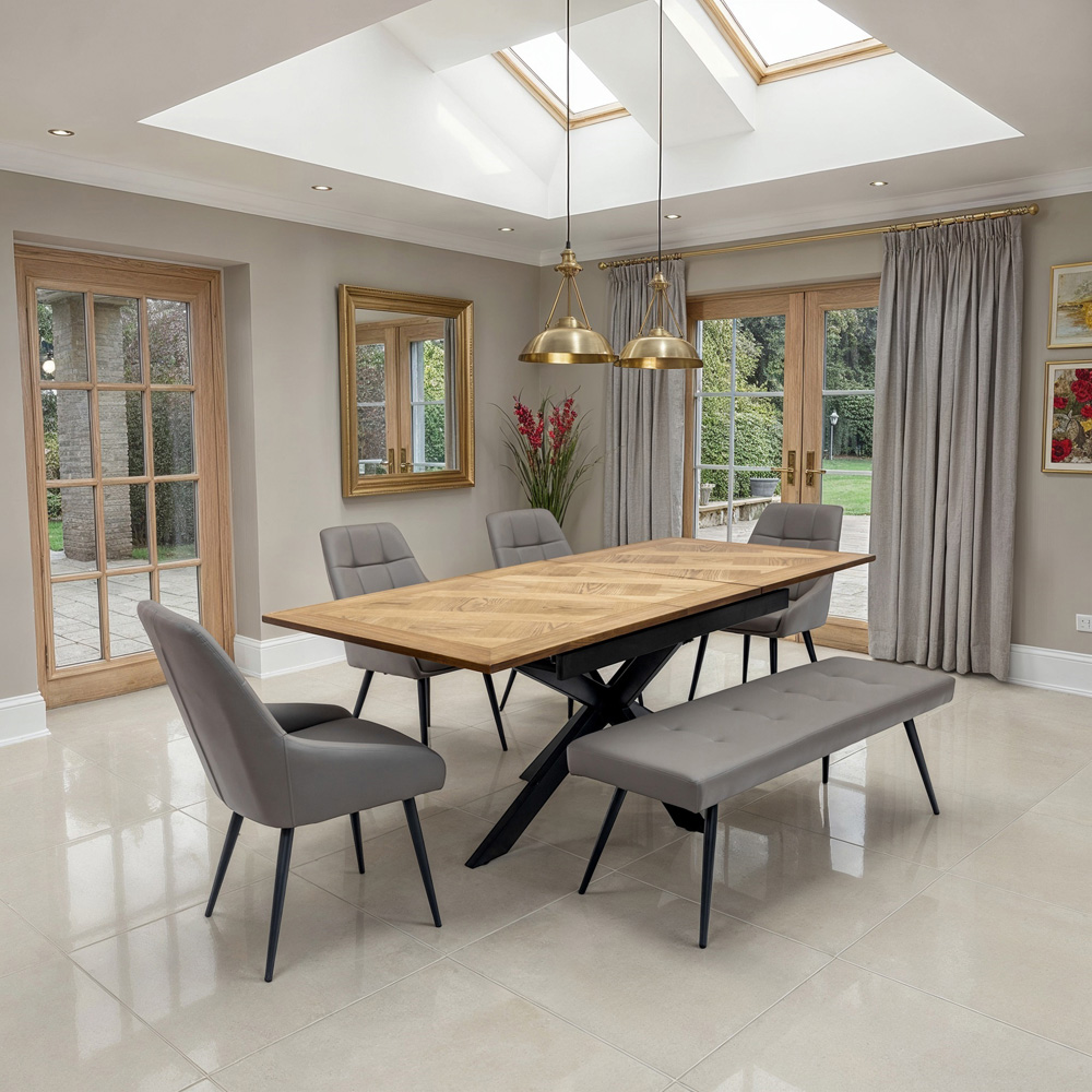 WF Taupe Dining Bench Image 4