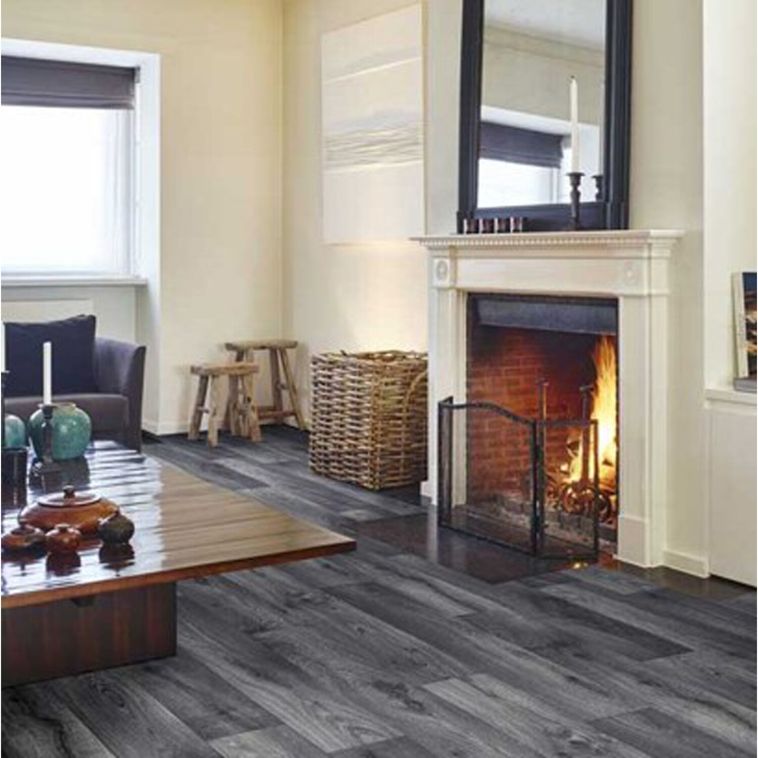 Grey Wood Effect Floor Plank - Grey Image 2