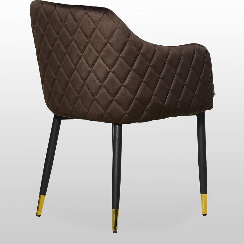 Life Interiors Verona Brown and Gold Velvet Upholstered Dining Chair Set of 4 Image 5