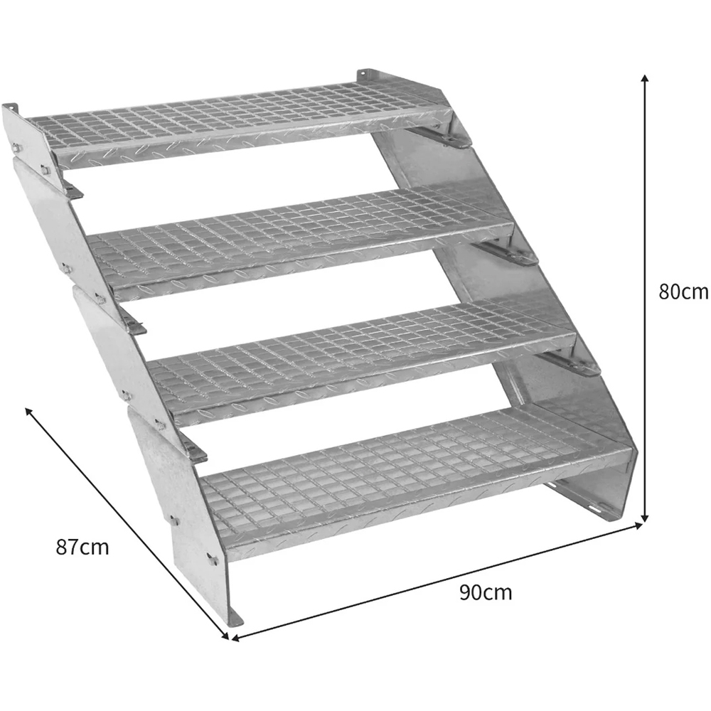 MonsterShop 4 Section Adjustable Galvanised Staircase 900mm Image 5