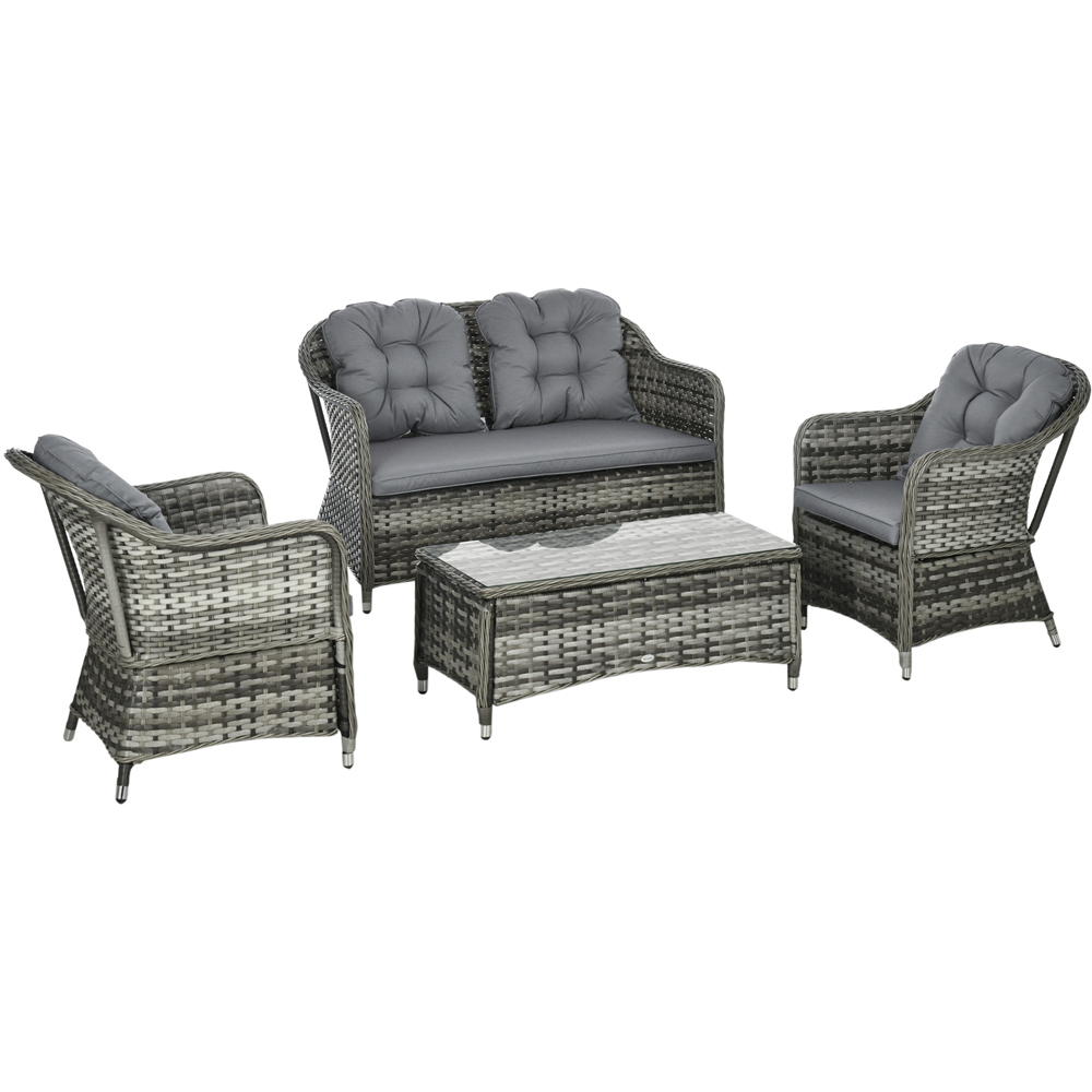 Outsunny 4 Seater Grey Rattan Sofa Lounge Set Image 2