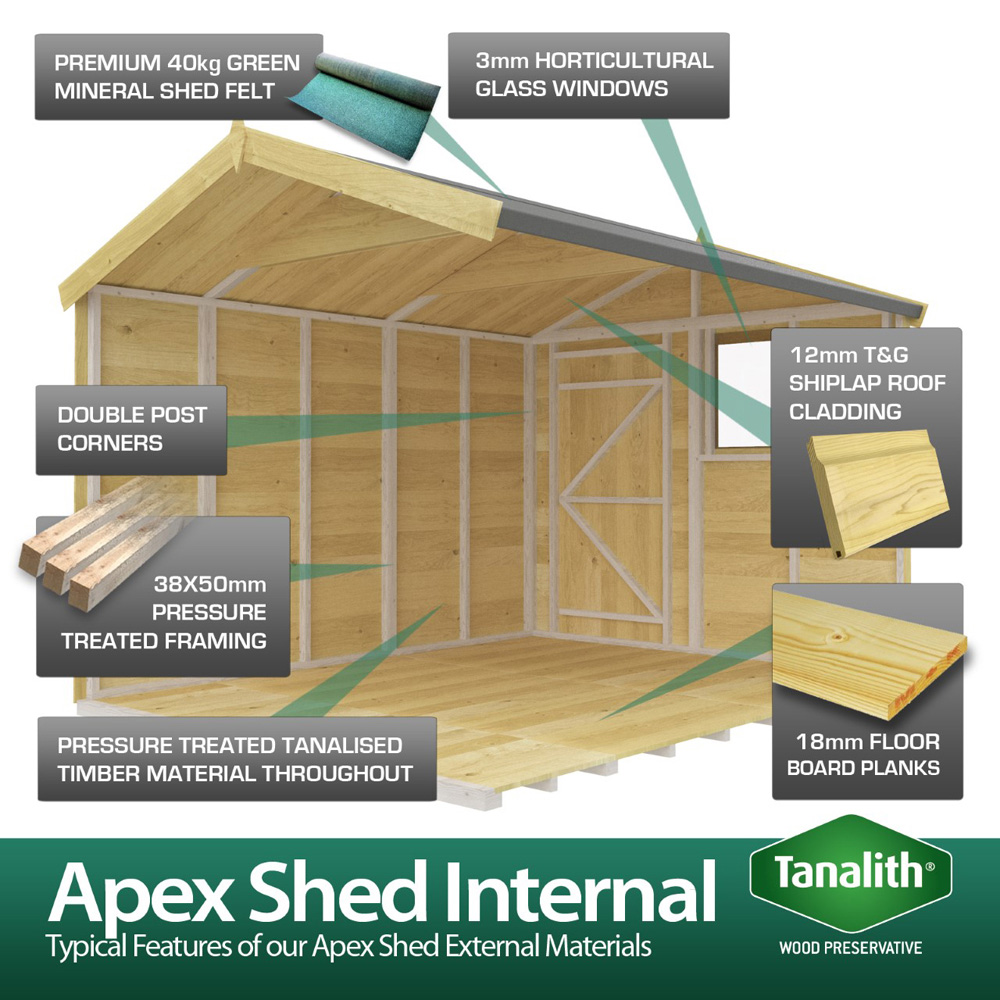 DIY Sheds 7 x 16ft Tongue and Groove Timber Apex Security Garden Shed Image 5
