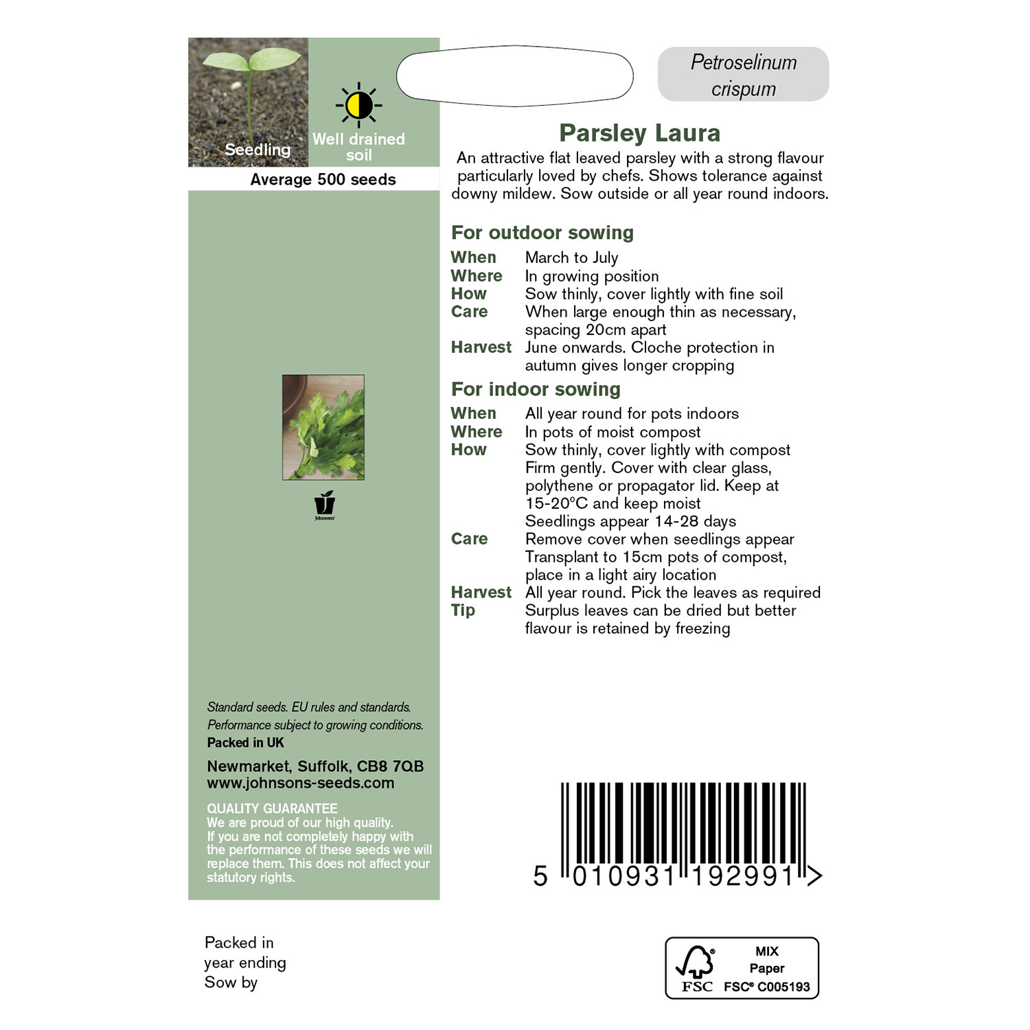 Johnsons Laura Parsley Herb Seeds Image 3