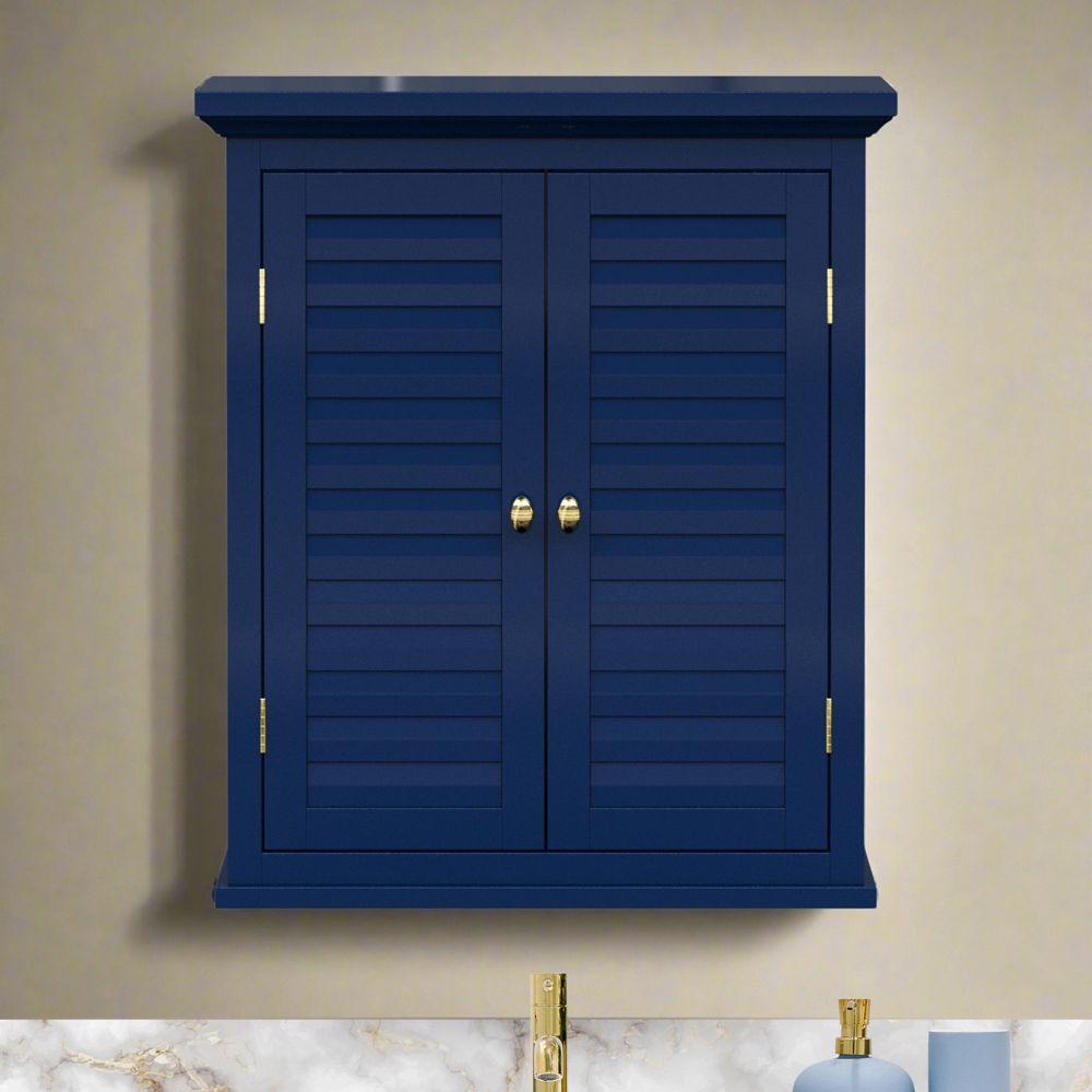 Teamson Home Glancy 2 Shutter Doors Navy Removable Wooden Corner Wall Cabinet Image 7